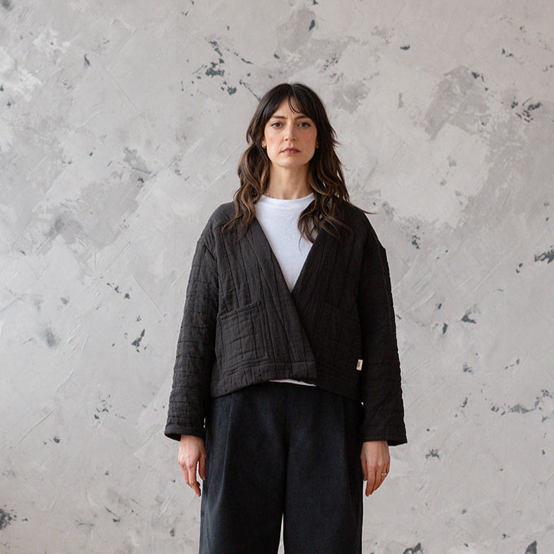 'Elly' Padded Cardigan Black