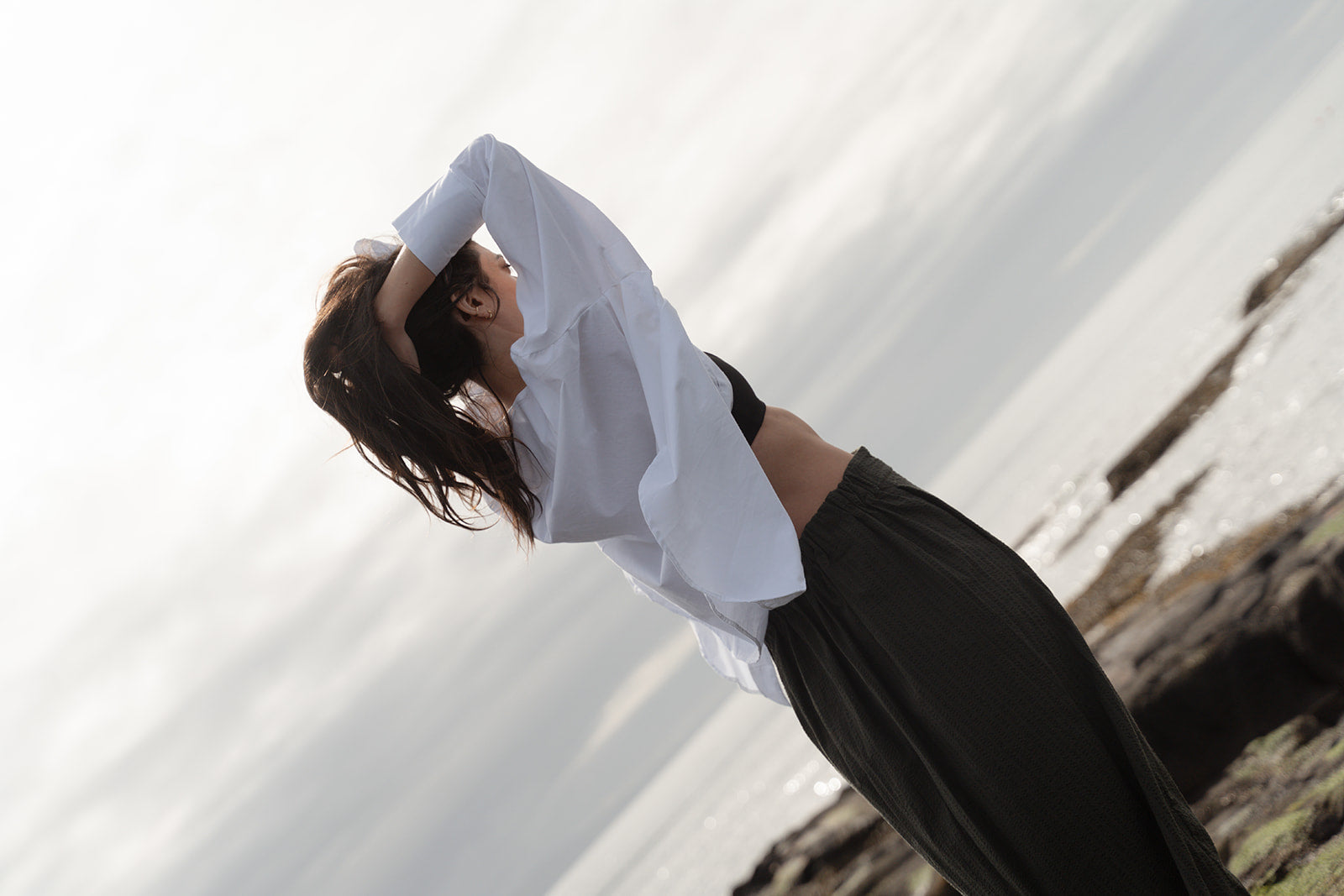 Seer Sucker Midi length Skirt - Ready to ship - Size M