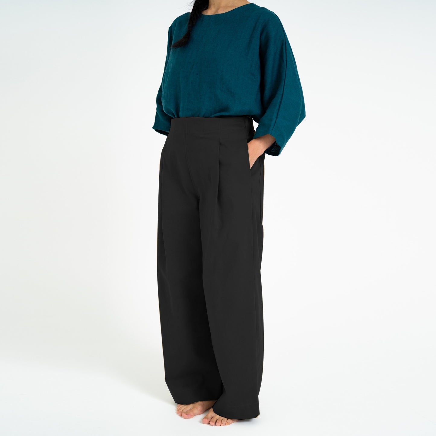 'Morley' black Wide leg pleated Trousers - pre-order