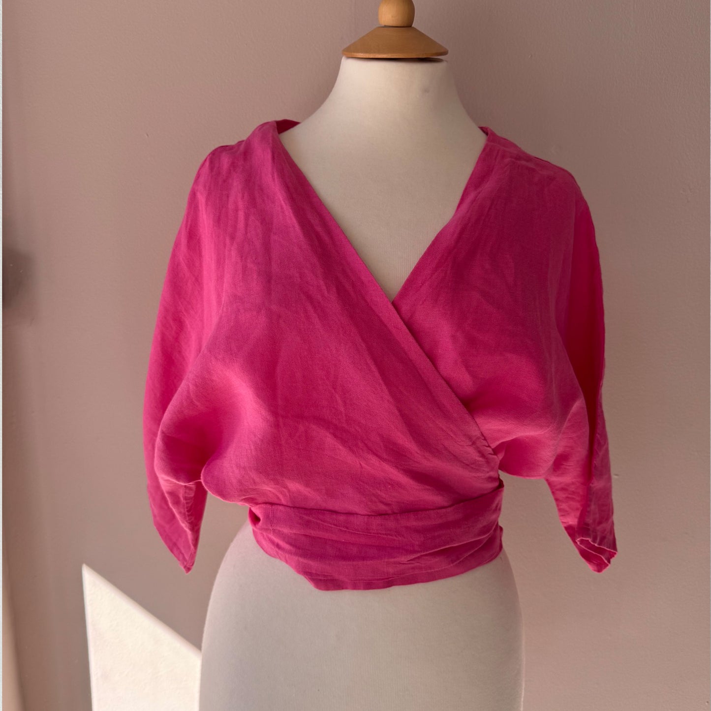 Pink wrap shirt - pre-loved - size M