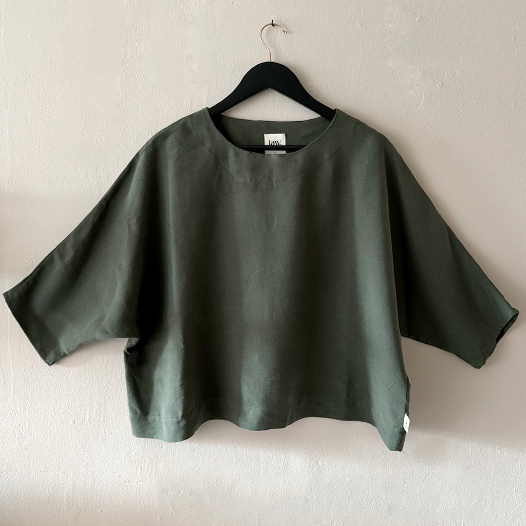 Olivia Oversized Linen Top - Sage