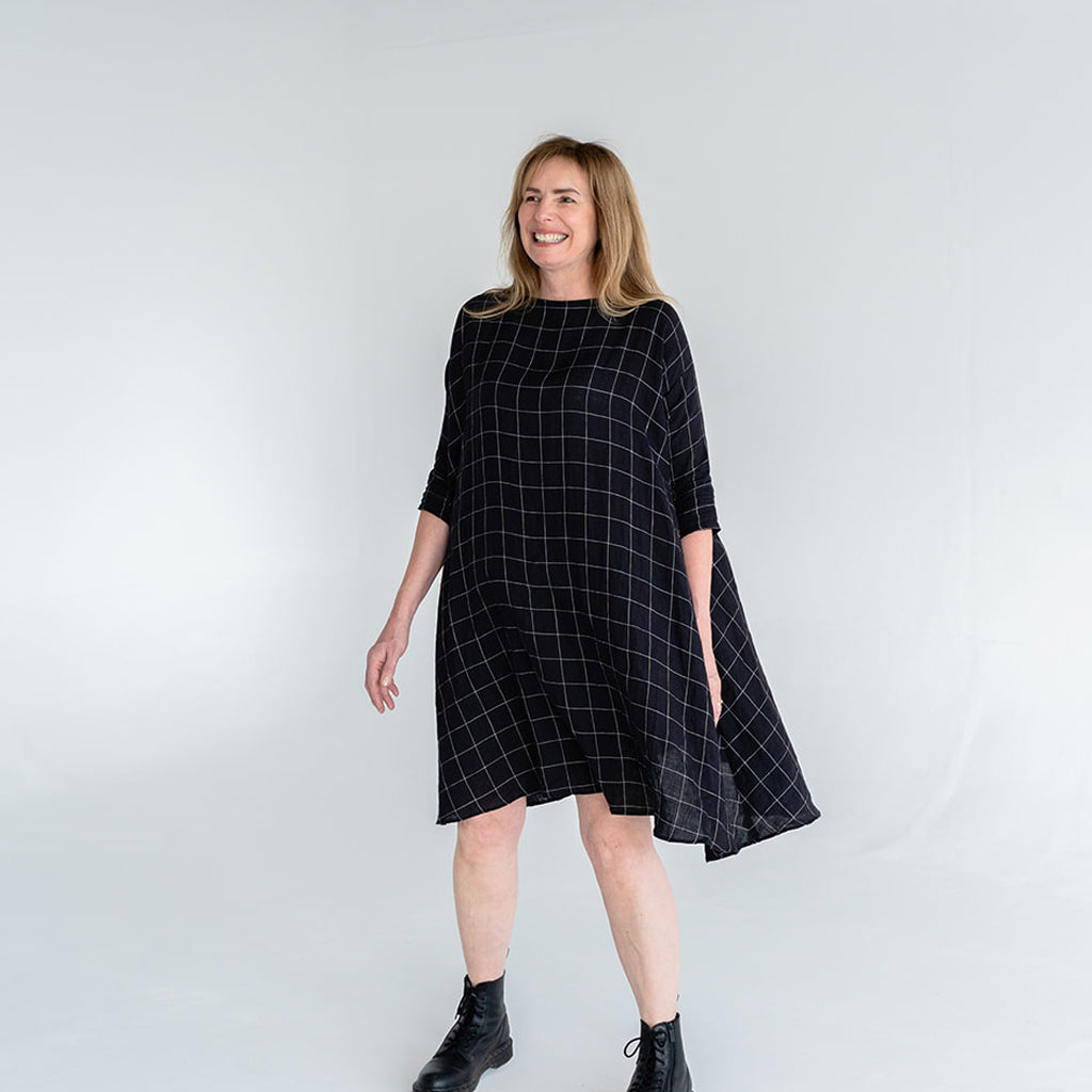 'Jules' Checked Linen Dress