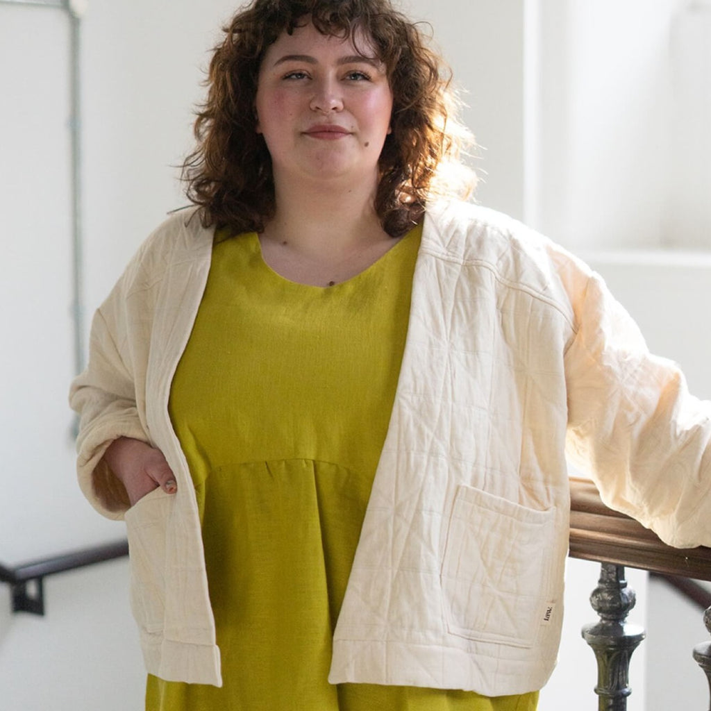 'Elly' Padded Cardigan Ecru