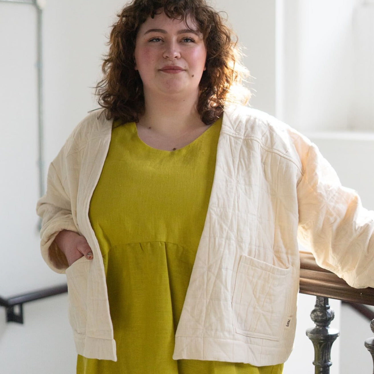 'Elly' Padded Cardigan Ecru