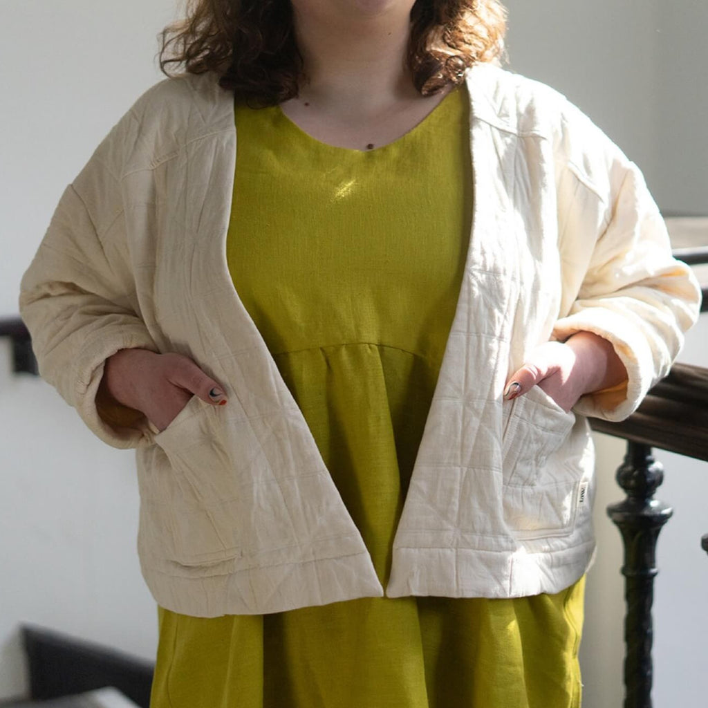 'Elly' Padded Cardigan Ecru