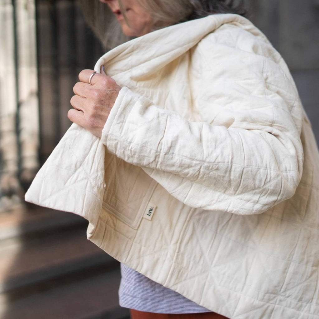 'Elly' Padded Cardigan Ecru