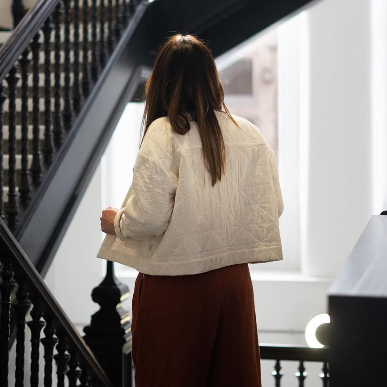'Elly' Padded Cardigan Ecru