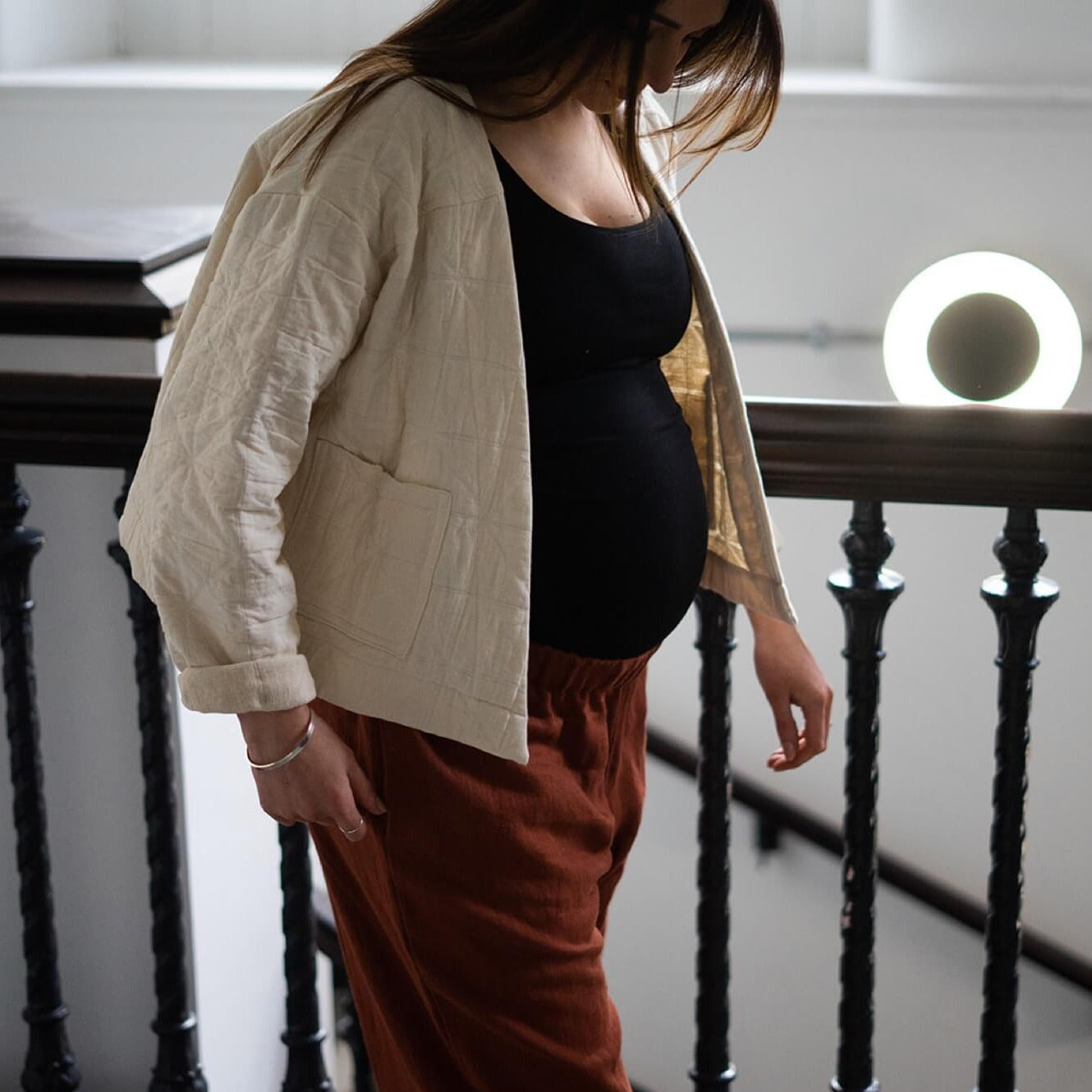 'Elly' Padded Cardigan Ecru