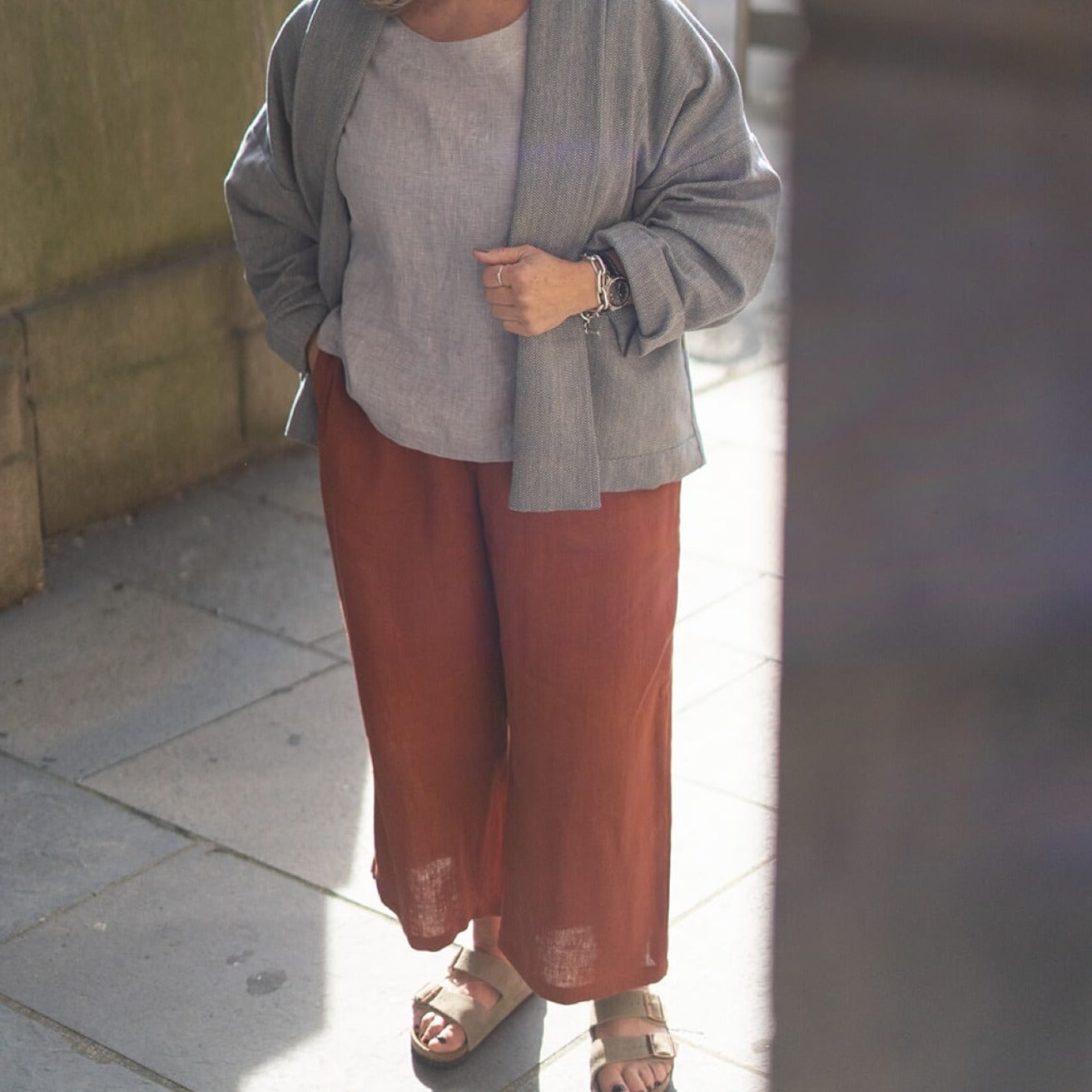 Nina wide fit Linen Trousers