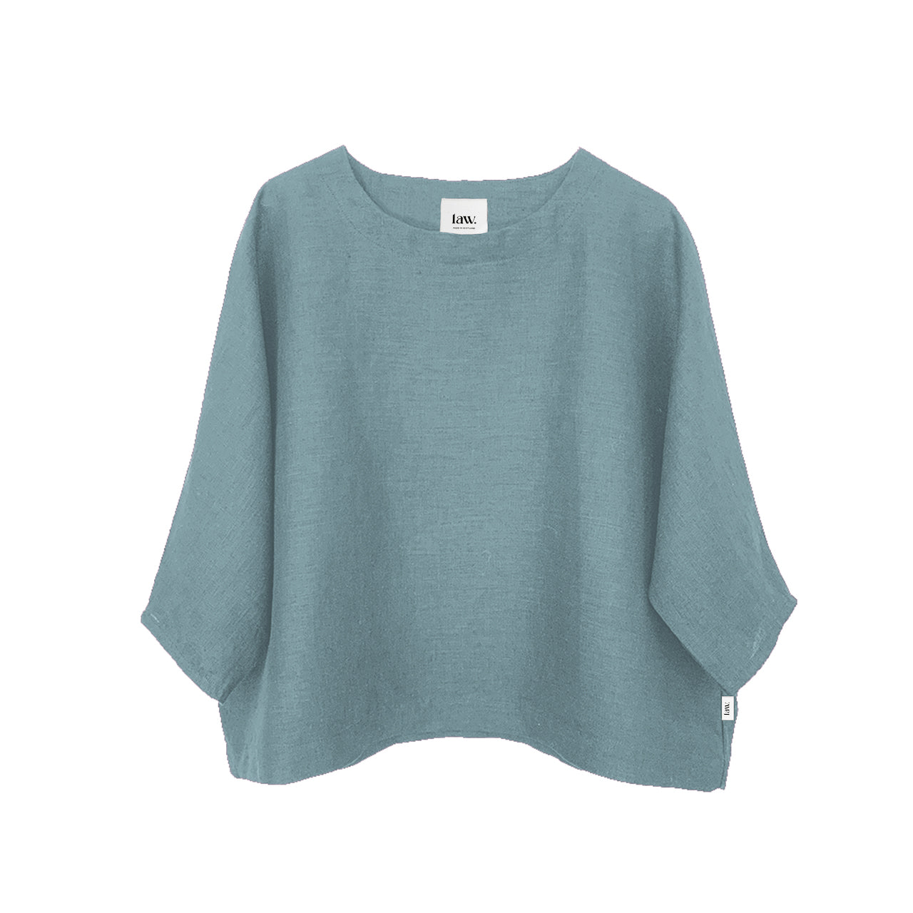 blue linen olivia top
