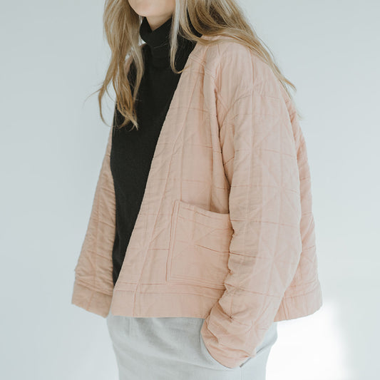 'Elly' Pink Padded Cardigan - Ready to ship